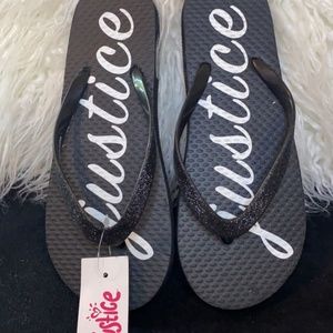 Justice black & white sandals